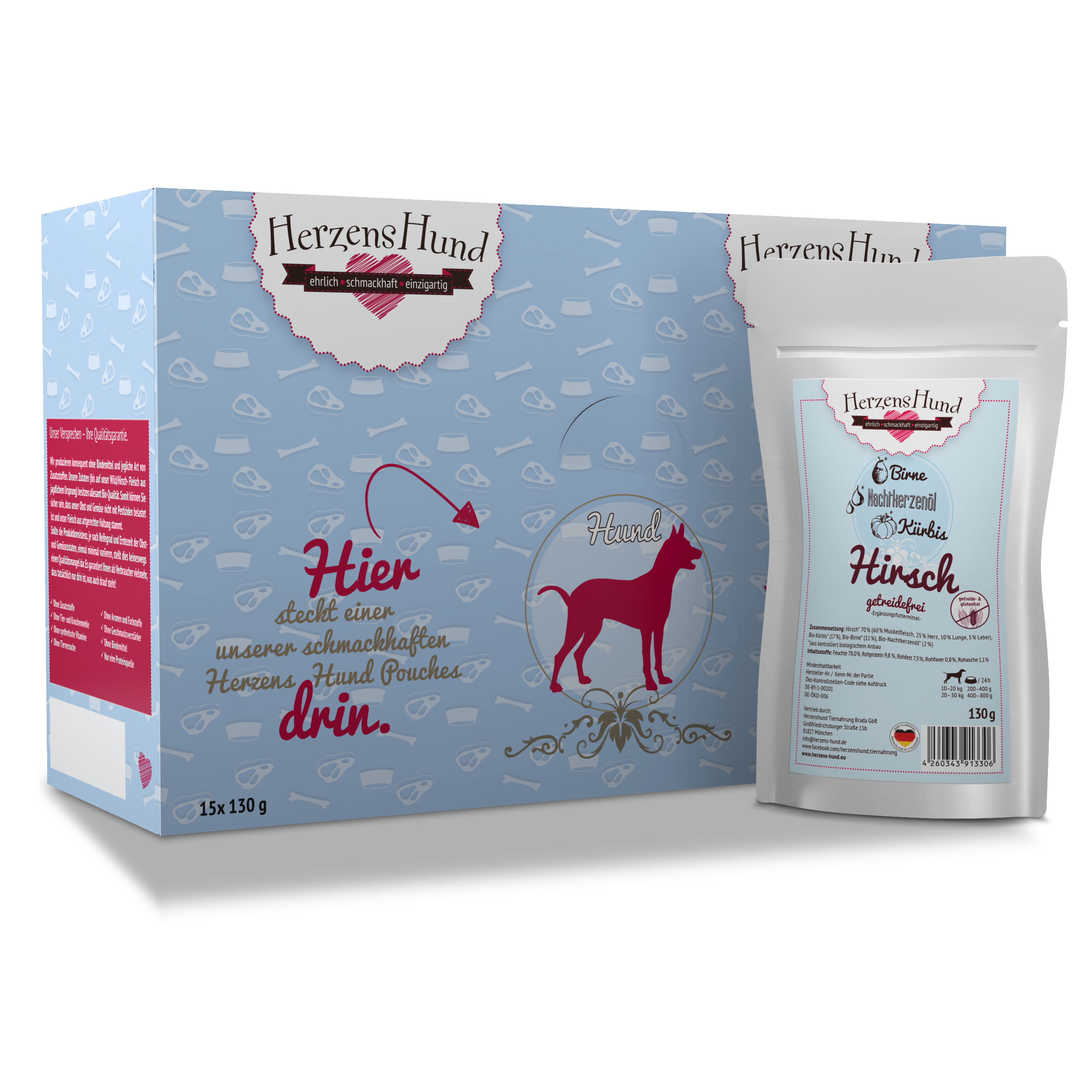 Nassfutter getreidefreies Hundefutter | Huhn ️ 15 x 130g
